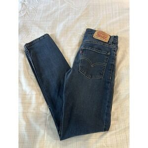 Levis 505 Jeans Boys Mens Size 14 Regular Fit 27X27 Blue Dark Wash‎